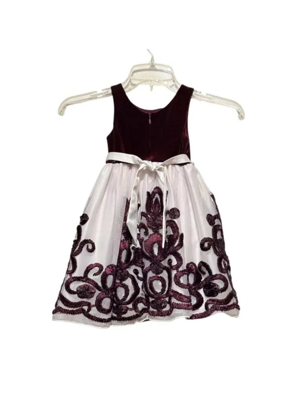 American Princess 2T Girls Burgundy Velvet White Tulle Christmas Holiday Dress